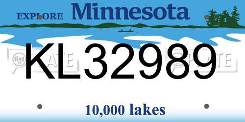 KL32989 Minnesota License Plate