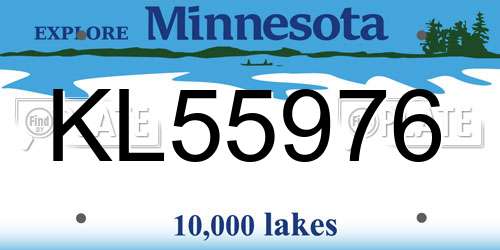 KL55976 Minnesota License Plate