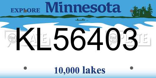 KL56403 Minnesota License Plate