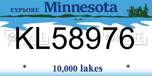KL58976 Minnesota License Plate