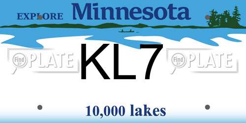 KL7 Minnesota License Plate