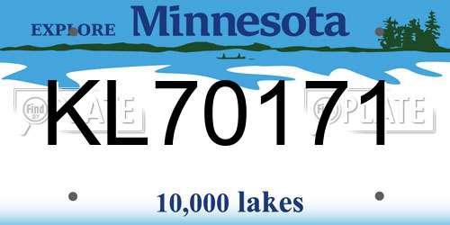 KL70171 Minnesota License Plate