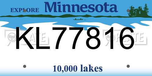 KL77816 Minnesota License Plate