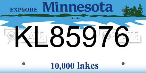 KL85976 Minnesota License Plate