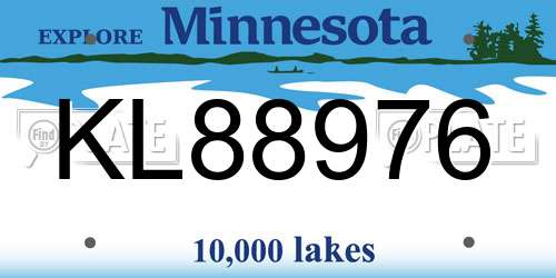 KL88976 Minnesota License Plate