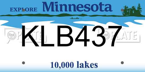 KLB437 Minnesota License Plate