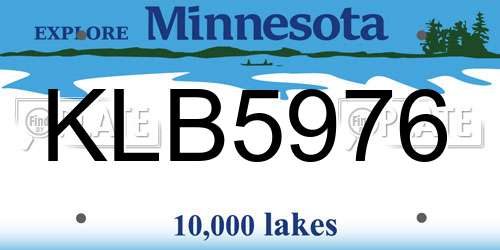 KLB5976 Minnesota License Plate