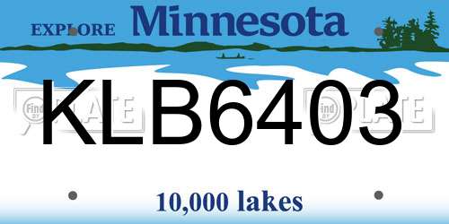 KLB6403 Minnesota License Plate