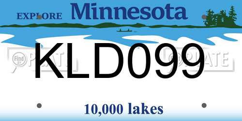 KLD099 Minnesota License Plate
