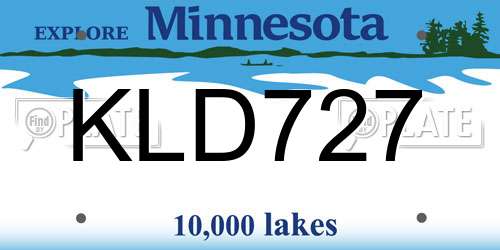 KLD727 Minnesota License Plate