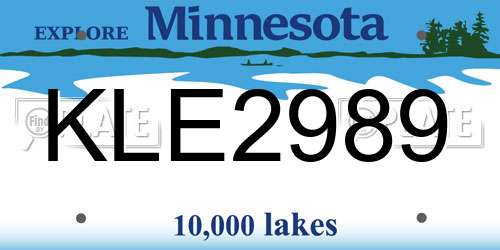 KLE2989 Minnesota License Plate