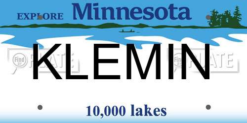 KLEMIN Minnesota License Plate
