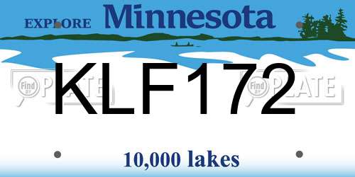 KLF172 Minnesota License Plate
