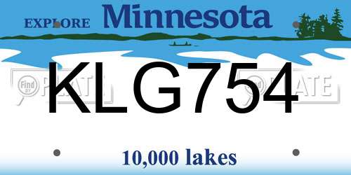 KLG754 Minnesota License Plate
