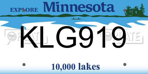 KLG919 Minnesota License Plate