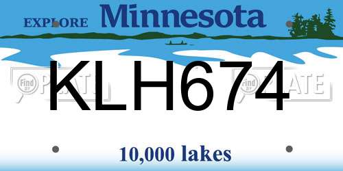 KLH674 Minnesota License Plate