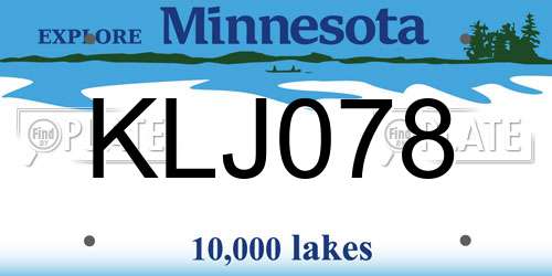 KLJ078 Minnesota License Plate