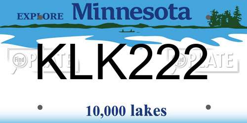 KLK222 Minnesota License Plate