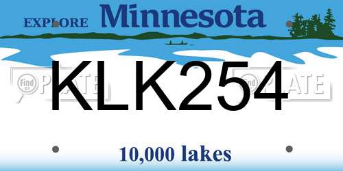 KLK254 Minnesota License Plate
