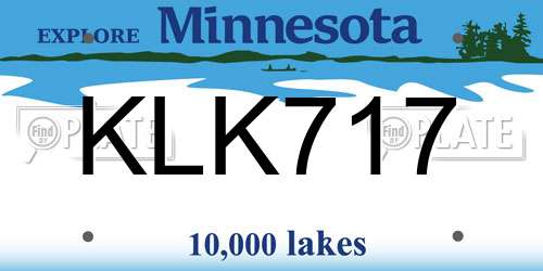 KLK717 Minnesota License Plate