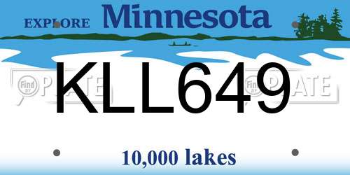 KLL649 Minnesota License Plate