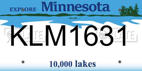 KLM1631 Minnesota License Plate