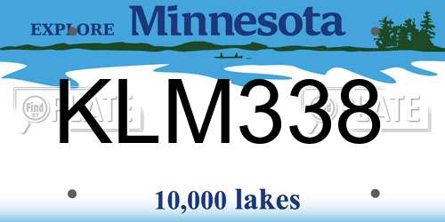 KLM338 Minnesota License Plate