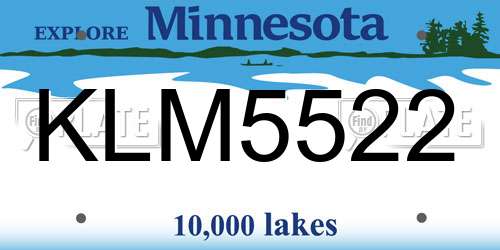 KLM5522 Minnesota License Plate