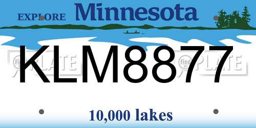 KLM8877 Minnesota License Plate