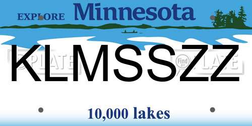 KLMSSZZ Minnesota License Plate