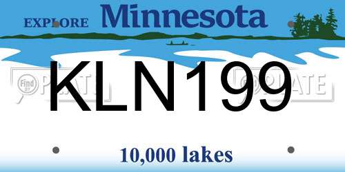 KLN199 Minnesota License Plate