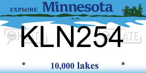 KLN254 Minnesota License Plate