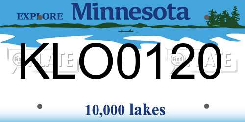 KLO0120 Minnesota License Plate