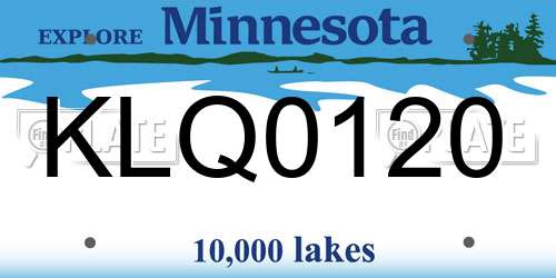 KLQ0120 Minnesota License Plate