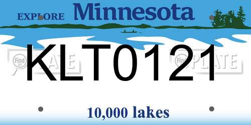 KLT0121 Minnesota License Plate