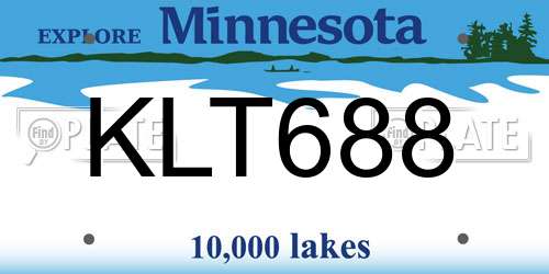KLT688 Minnesota License Plate