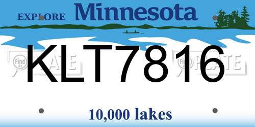 KLT7816 Minnesota License Plate