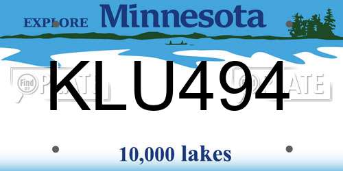 KLU494 Minnesota License Plate