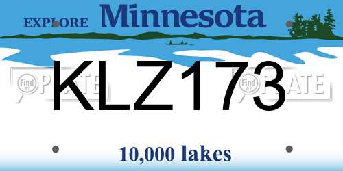 KLZ173 Minnesota License Plate