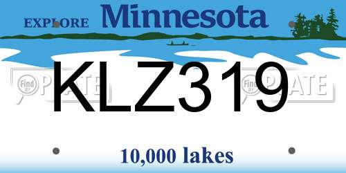 KLZ319 Minnesota License Plate