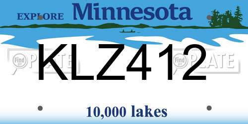 KLZ412 Minnesota License Plate