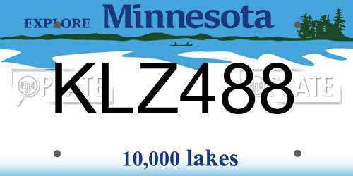 KLZ488 Minnesota License Plate