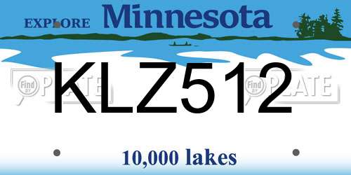KLZ512 Minnesota License Plate
