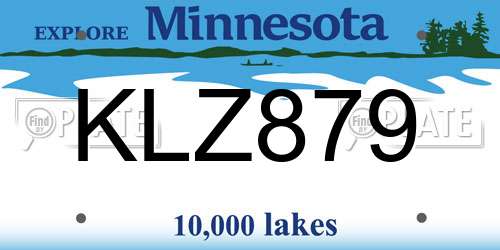 KLZ879 Minnesota License Plate