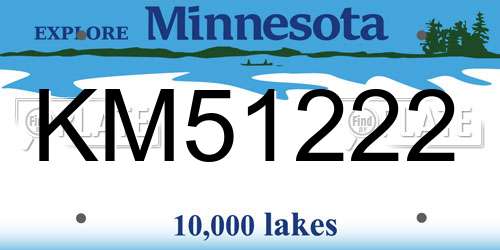 KM51222 Minnesota License Plate