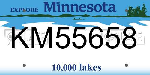 KM55658 Minnesota License Plate