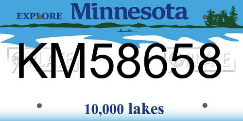 KM58658 Minnesota License Plate