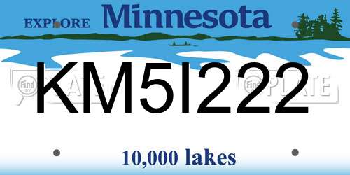 KM5I222 Minnesota License Plate
