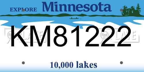 KM81222 Minnesota License Plate