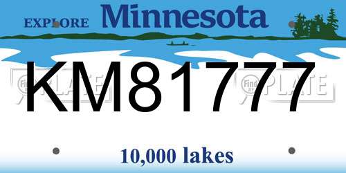 KM81777 Minnesota License Plate